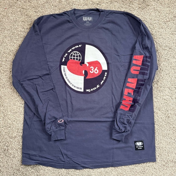 🔴Wu-Wear Shirt Size 2XL Wu-Tang Clan Longsleeves Navy Blue Rza Gza